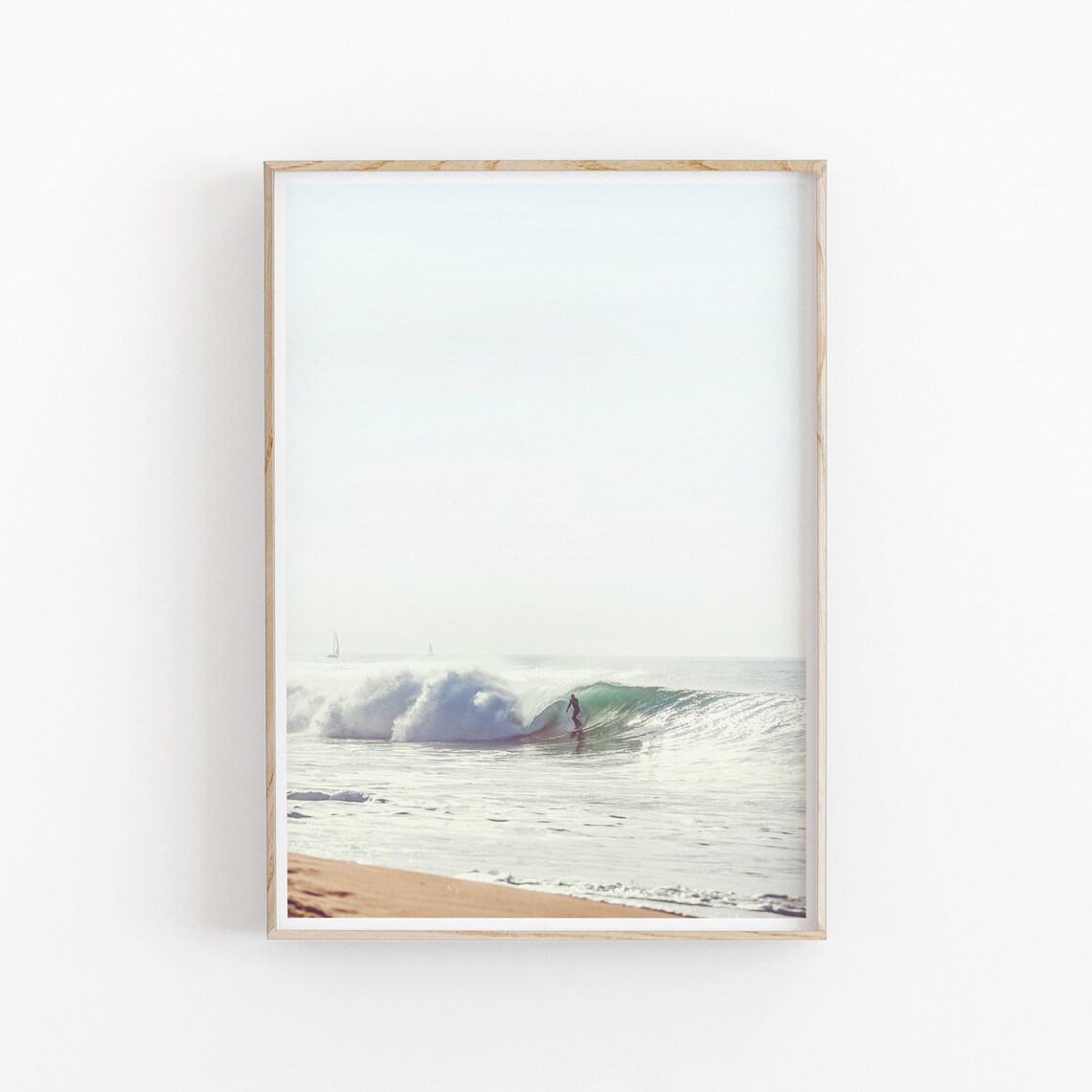 Surfing Art Print, Ocean Beach Coastal Decor