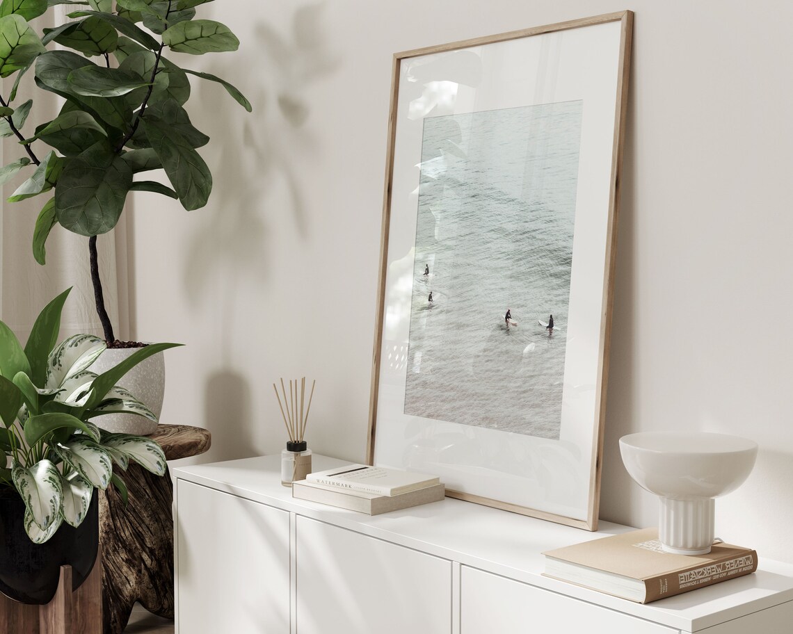 Surfing Print, Coastal Beach Travel Poster