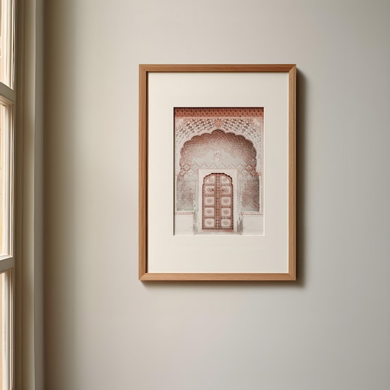 Moroccan Arabic Door Art Print, Boho Minimalist