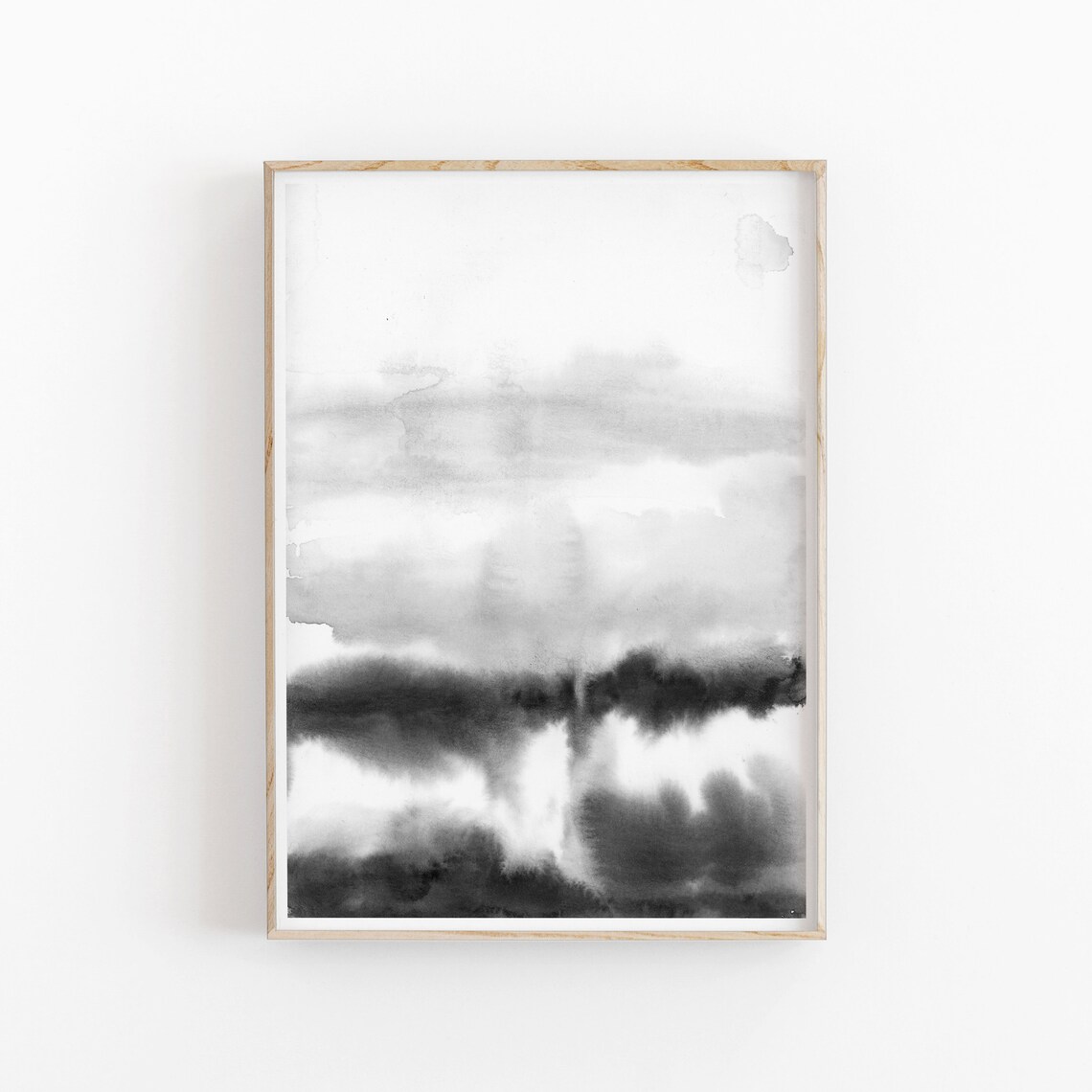 Watercolor Minimalist Art Print, Black And White