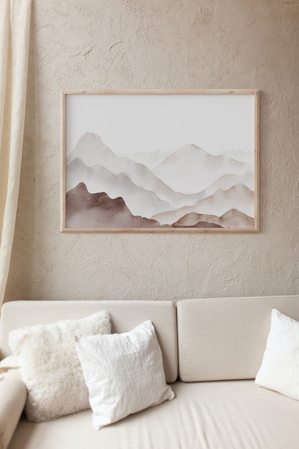 Watercolor Beige Landscape Art Print, Minimalist - Image 3