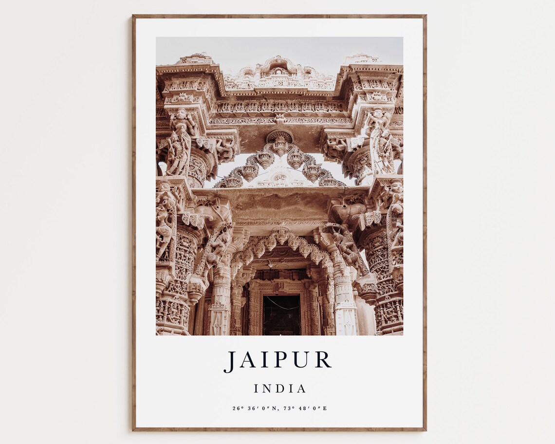 India Travel Poster Print, Taj Mahal and Jaipur