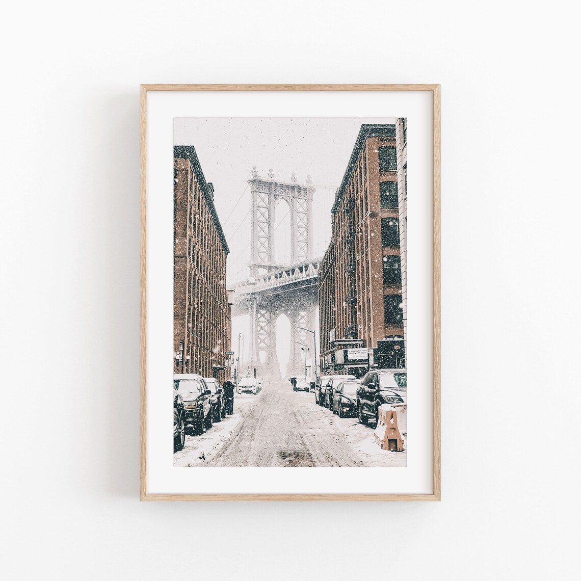 New York Cityscape Art Print, Manhattan Bridge View