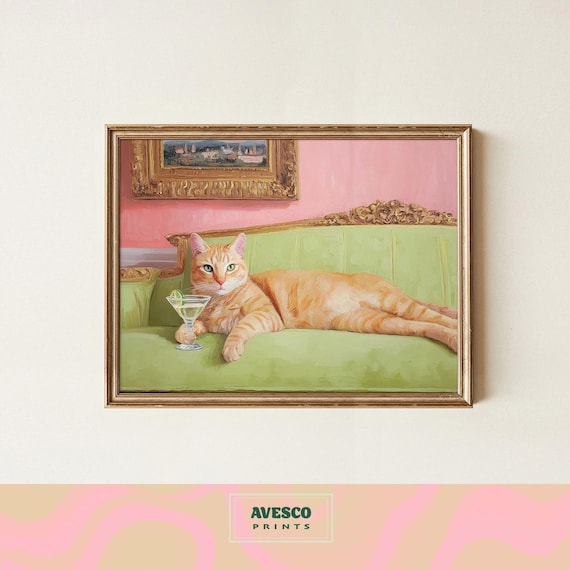 Ginger Cat Art Print, Quirky Wall Decor Gift
