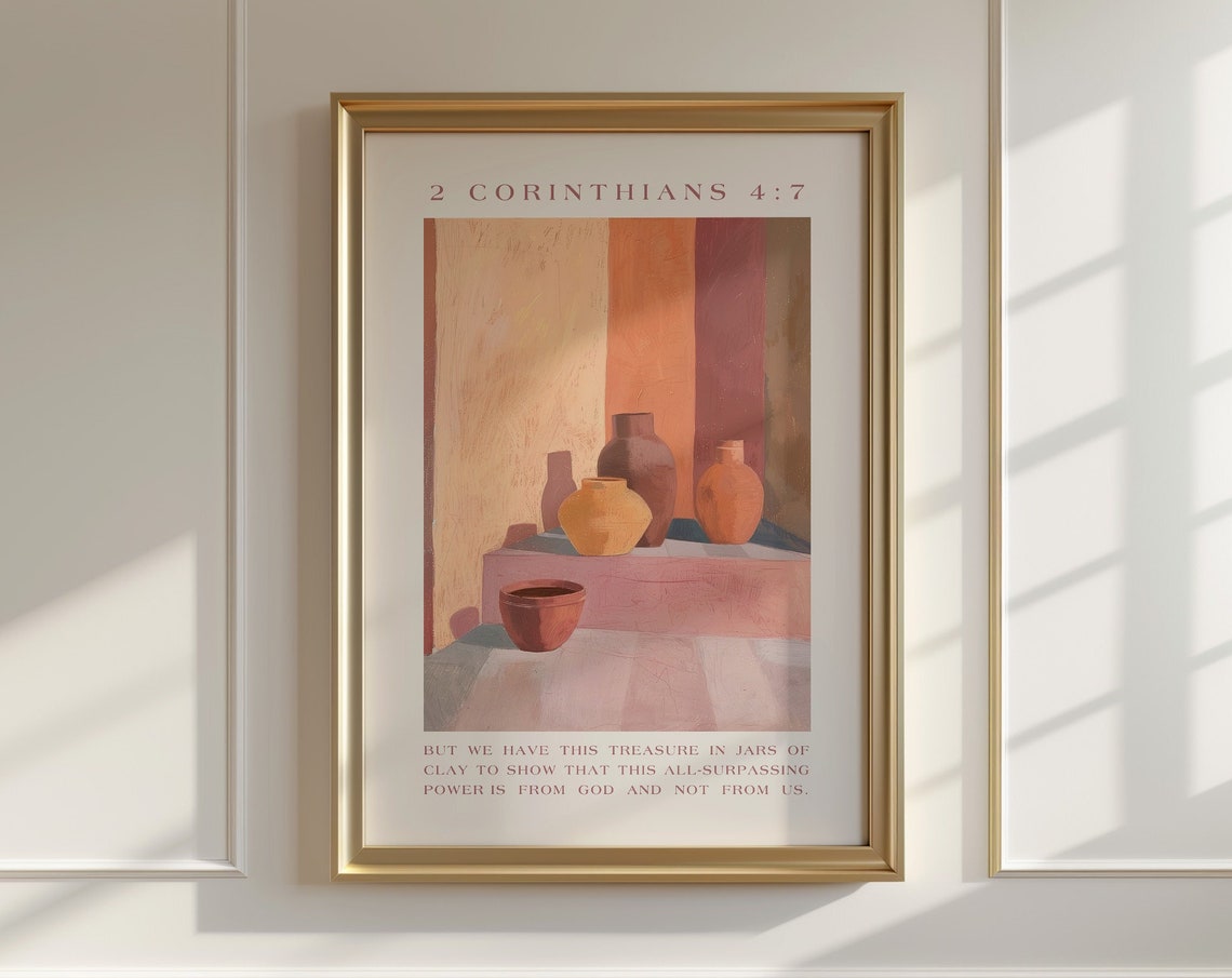 2 Corinthians 47 Clay Jars Terracotta Still Life Scripture Poster