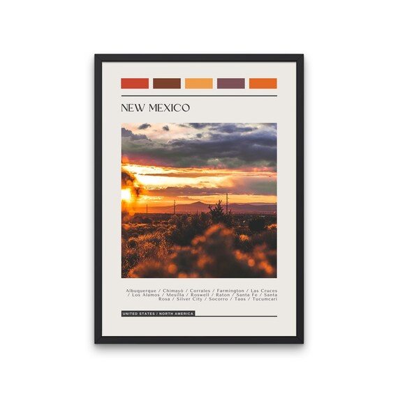 New Mexico Desert Sunset Golden Sky Travel Color Block Poster