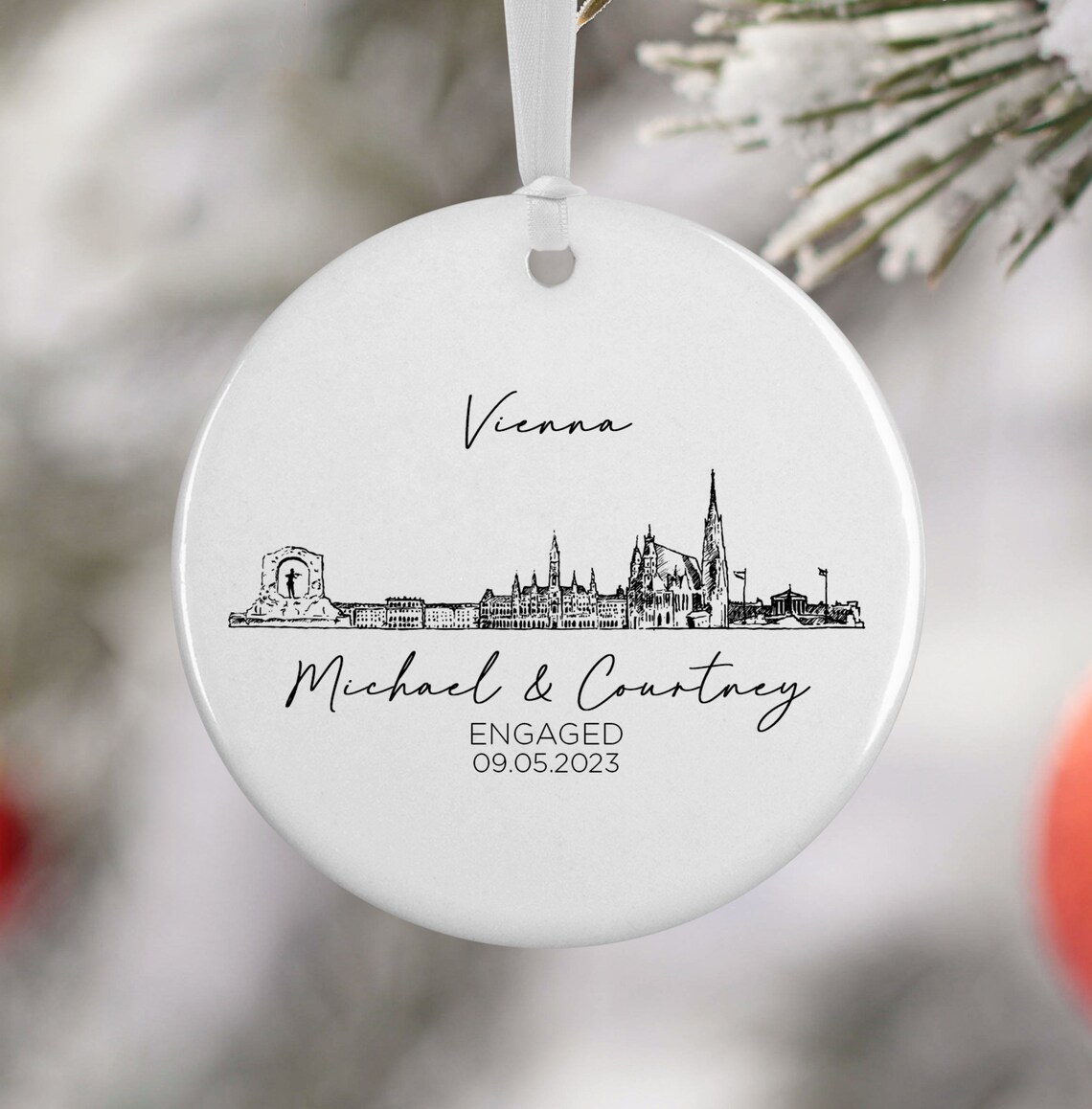 Custom Vienna Skyline Travel Souvenir Ornament