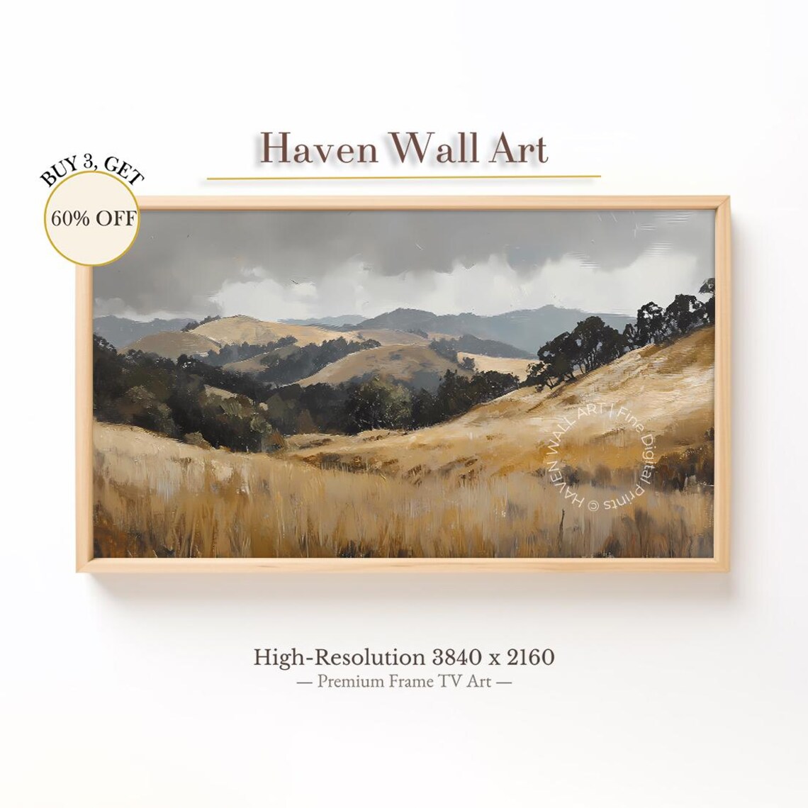 Stormy Autumn Prairie Moody Western Hills Golden Grass Poster