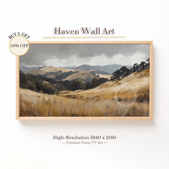 Stormy Autumn Prairie Moody Western Hills Golden Grass Poster