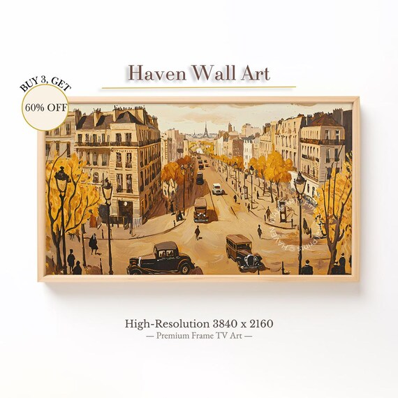 Charming Vintage Autumn Paris Street With Eiffel Tower Poster
