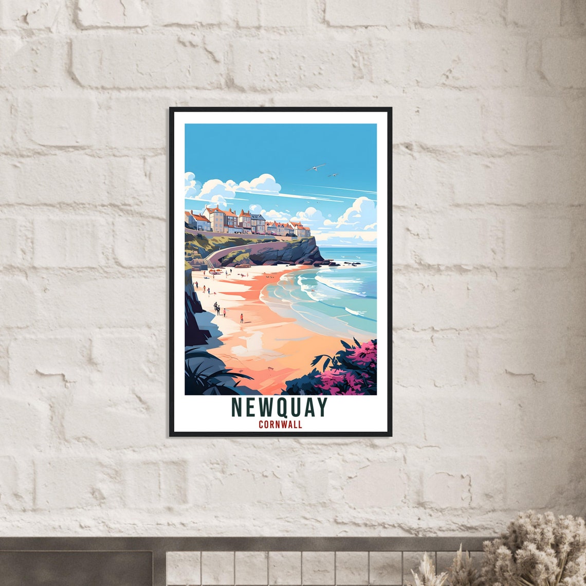 Newquay Cornwall Surf Beach Cliffs Golden Cove Travel Poster - Image 3