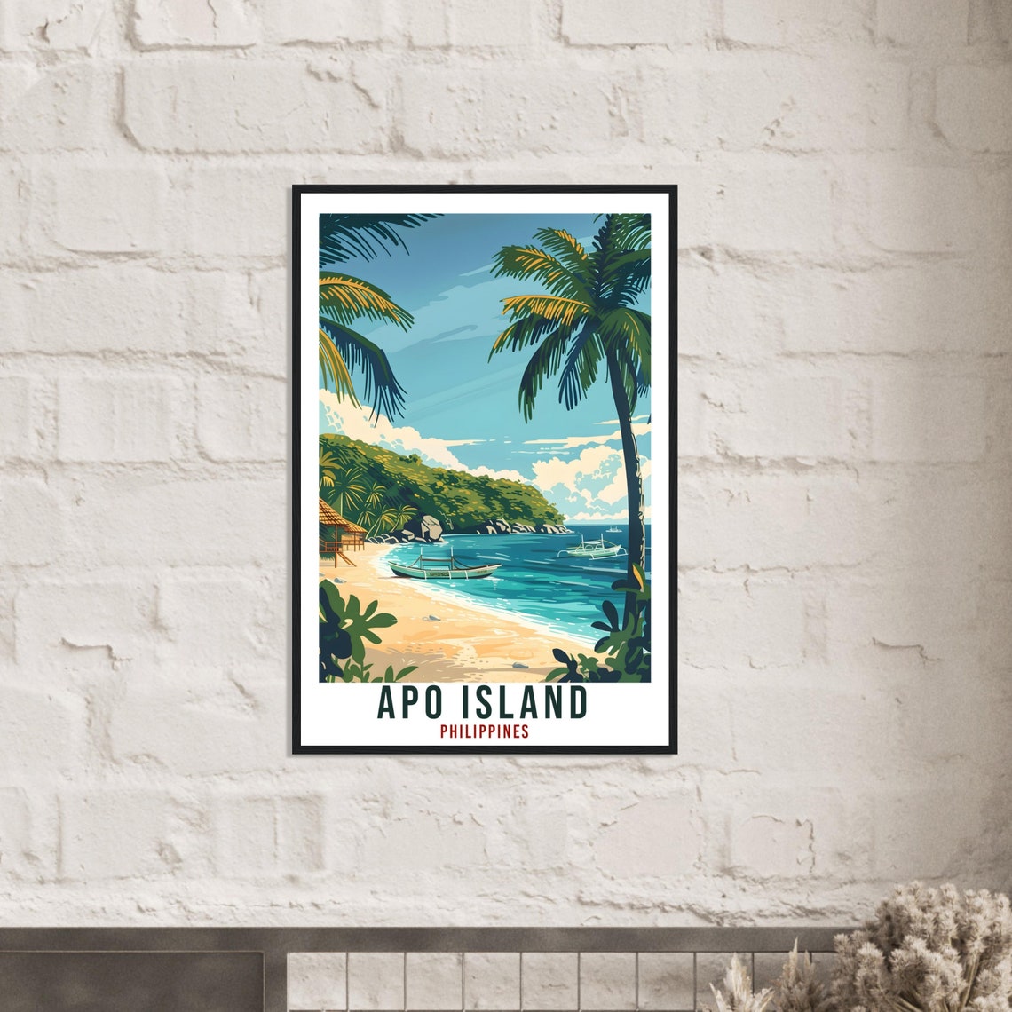 Apo Island Philippines Tropical Beach Palm Trees Travel Poster - Image 2