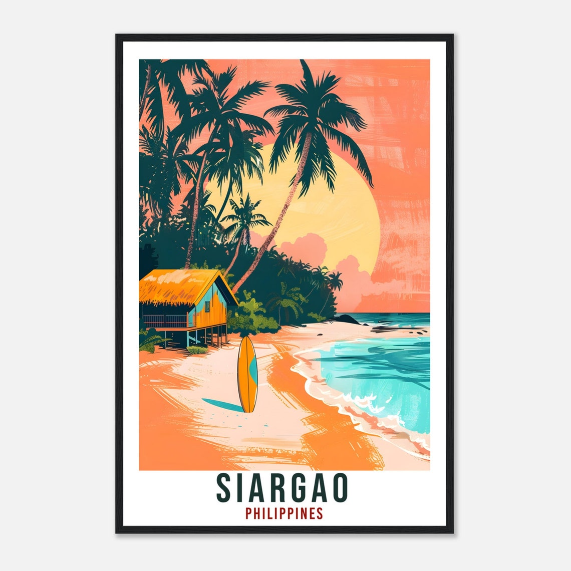 Siargao Philippines Tropical Sunset Beach Surf Travel Poster - Image 4