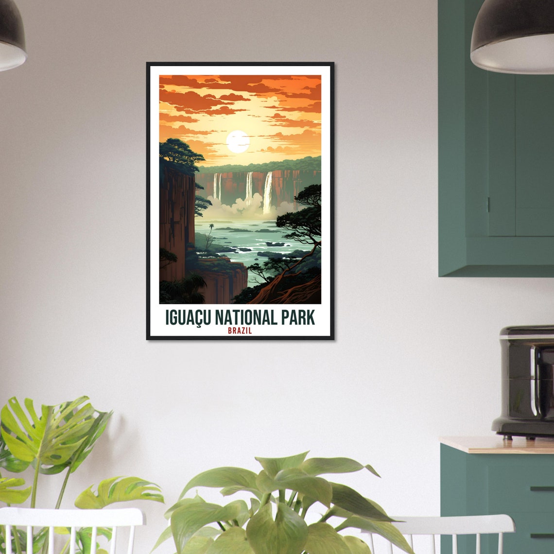 Iguacu National Park Brazil Waterfalls Sunset Cliffs River View Poster - Image 3