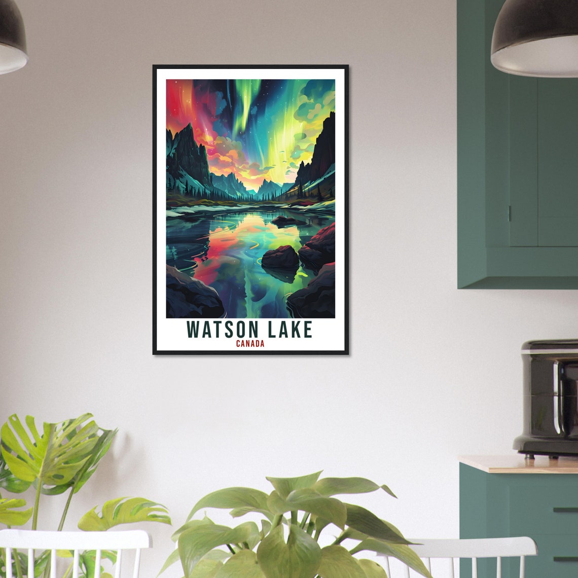 Watson Lake Canada Aurora Borealis Mountain Lake Night Poster - Image 4