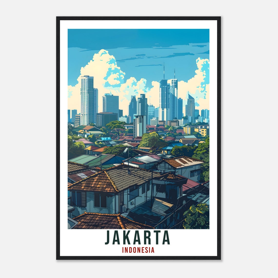 Jakarta Travel Print Wall Art Wall Hanging Home Dcor Jakarta Gift Landmark Artwork Travel Art Lovers Indonesia Jakarta City Travel Poster - Image 4