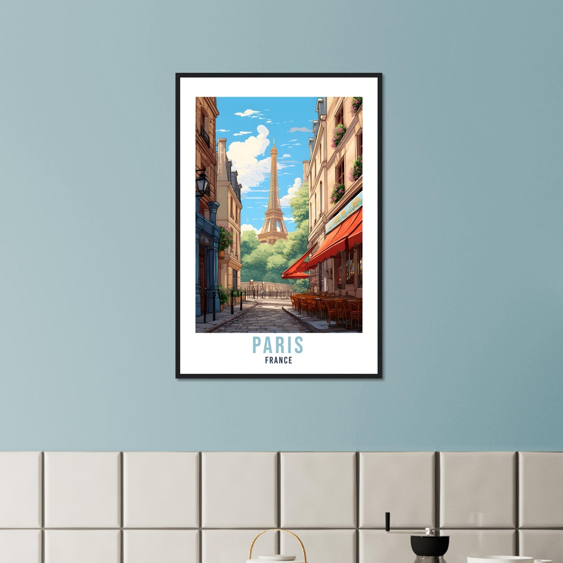 Paris France Travel Poster Vintage Paris Travel Print Gift Wall Art Paris Wall Hanging France Gift European Holiday Print Paris Home Decor - Image 3