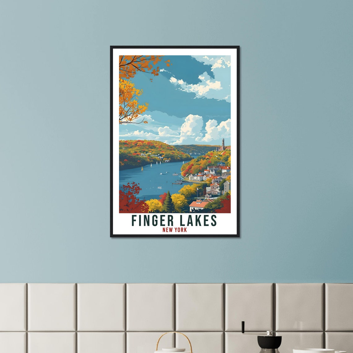 Finger Lakes New York Autumn Fall Foliage Lake View Travel Poster - Image 2