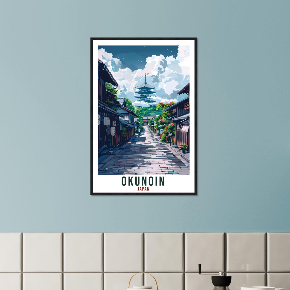 Okunoin Travel Print Japan Home Decoration Wall Art Gift Wall Hanging Art Lover Japanese Artwork Japan Okunoin Travel Poster Cityscape Print - Image 3
