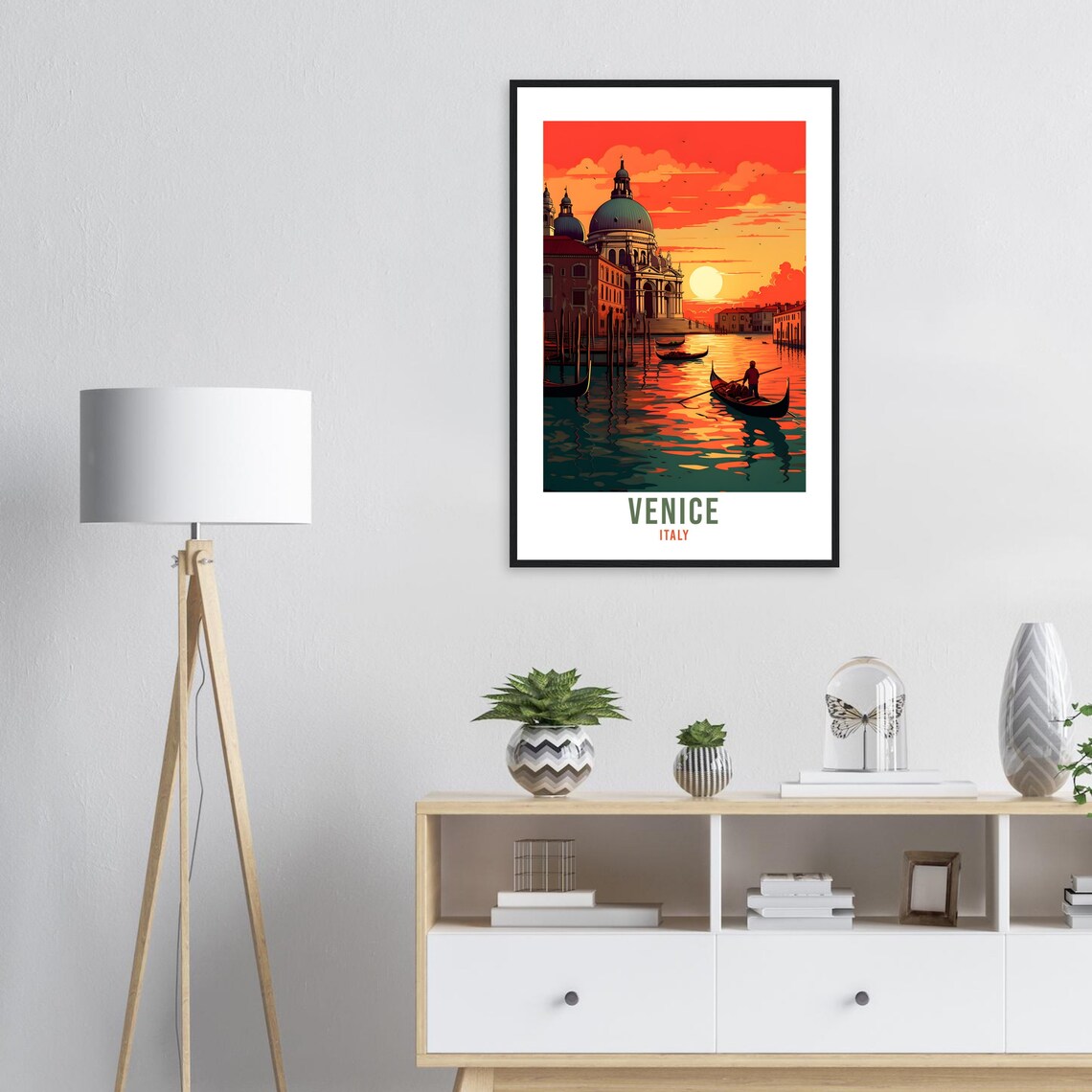 Venice Italy Grand Canal Gondola Sunset Basilica Travel Poster - Image 3