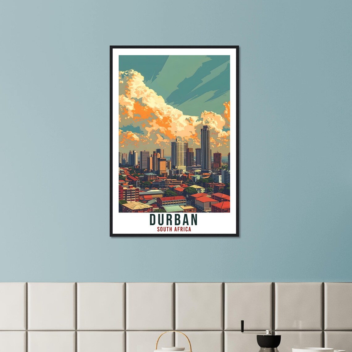 Durban South Africa Downtown Towers Skyline Urban Travel Poster - Image 2