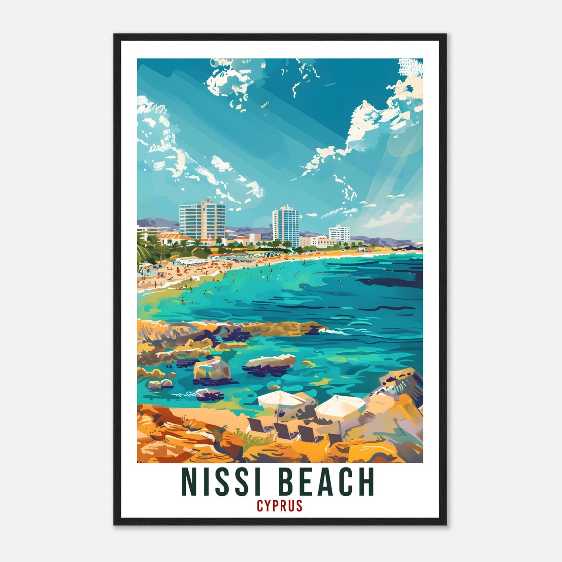 Nissi Beach Cyprus Turquoise Shore Rocky Coast Summer Poster - Image 4