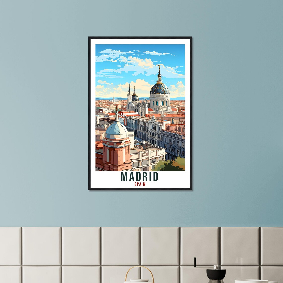 Madrid Spain Travel Poster Old Town Domes Rooftop Skyline View - Image 3