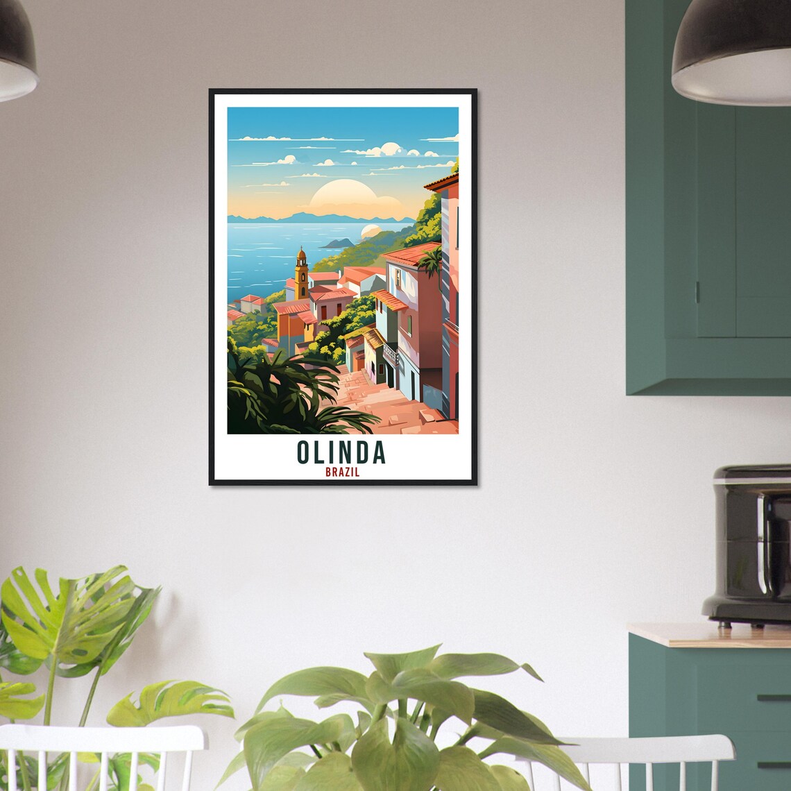 Olinda Brazil Colonial Street Church Ocean View Travel Poster - Image 2