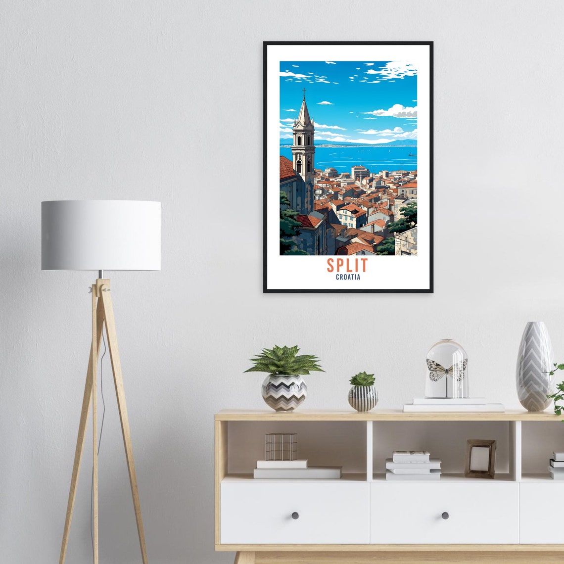 Split Croatia Old Town Bell Tower Adriatic Coast Travel Poster - Image 2