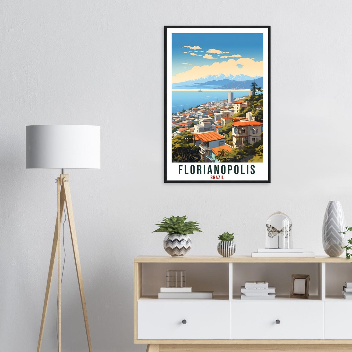 Florianopolis Brazil Scenic Hillside Town Overlooking Bay Ocean Poster - Image 4