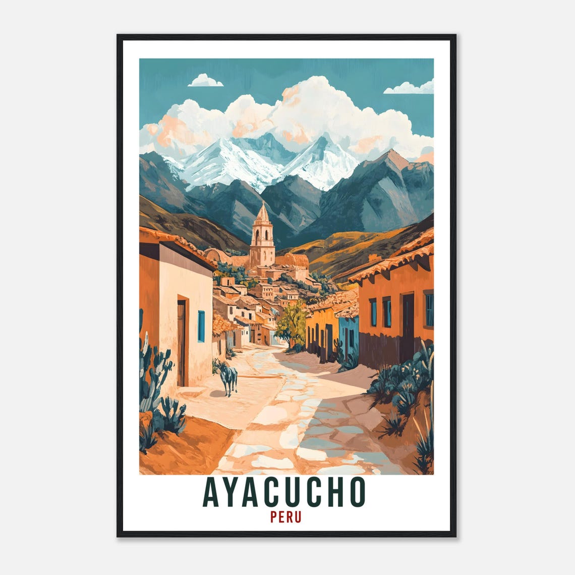 Ayacucho Peru Colonial Street Andean Mountains Vintage Travel Poster - Image 4