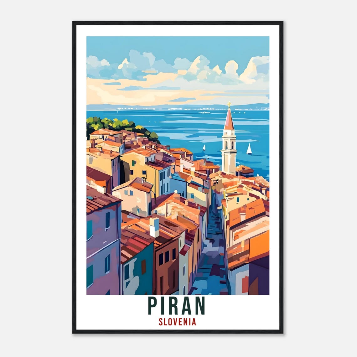 Piran Travel Print Slovenia Home Decor Piran Wall Art Gift Wall Hanging Art Lover Piran Slovenia Artwork Travel Poster Slovenia Travel Art - Image 4