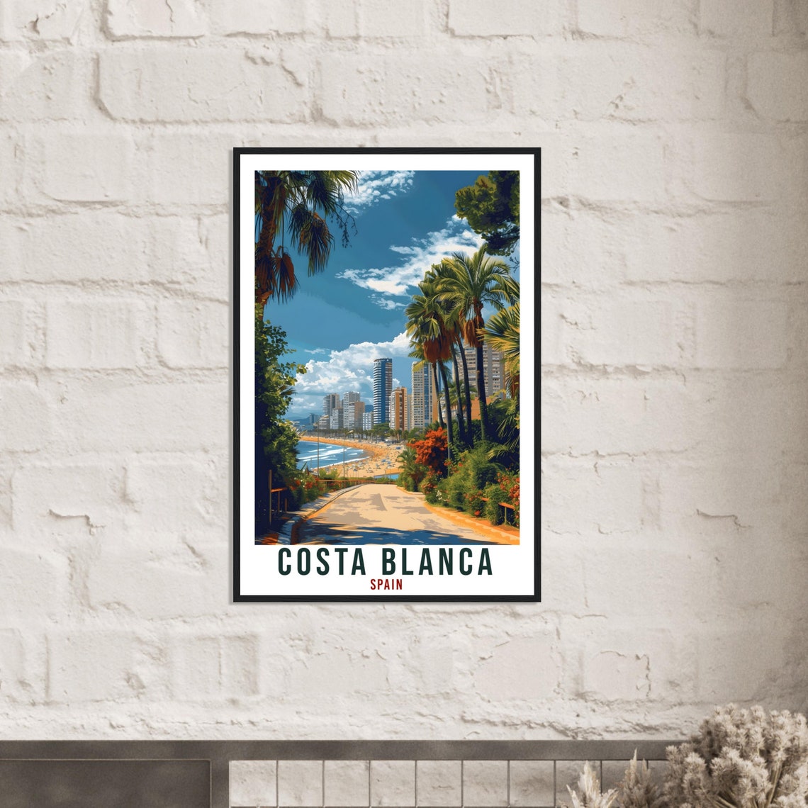 Costa Blanca Spain Palm Beach Promenade Resort Travel Poster - Image 3