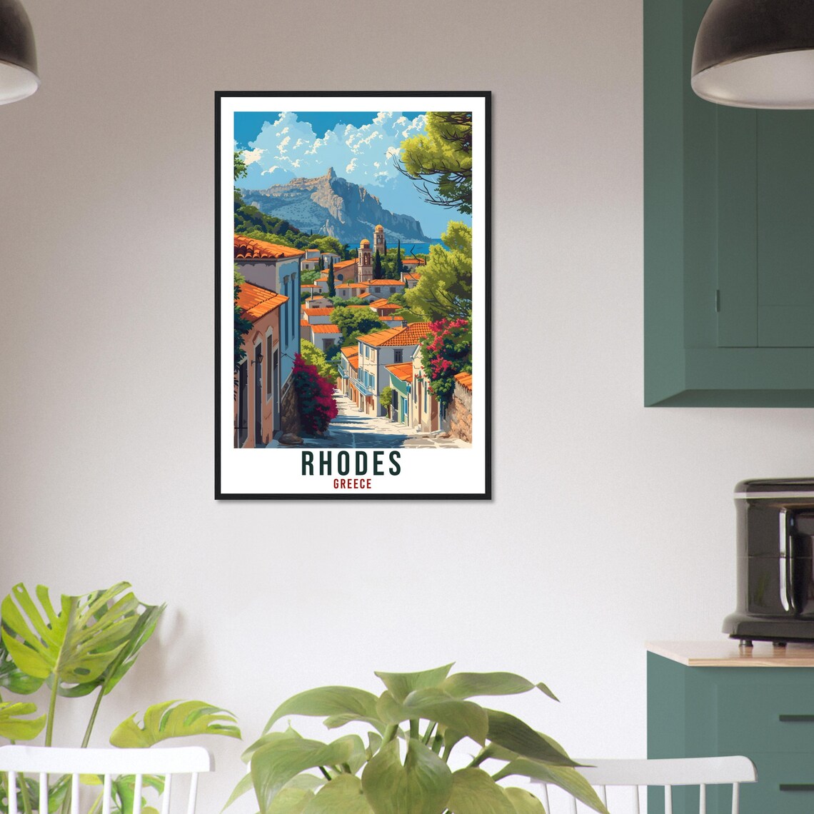 Rhodes Travel Print Greece Home Decoration Rhodes Greek Island Wall Art Gift Wall Hanging Art Lover Greece Artwork Rhodes Travel Poster - Image 2