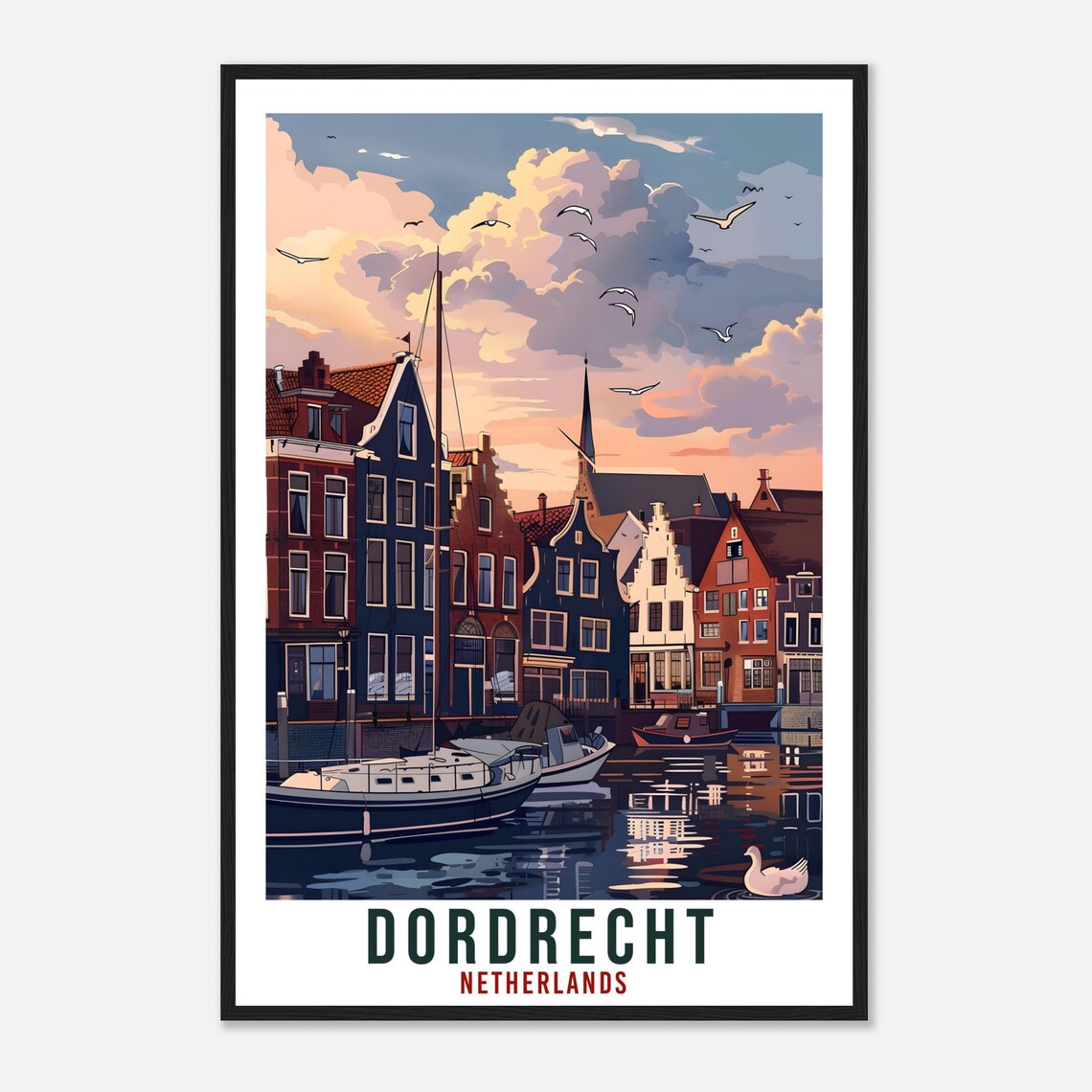 Dordrecht Travel Poster, Holland Place Wall Art - Image 4