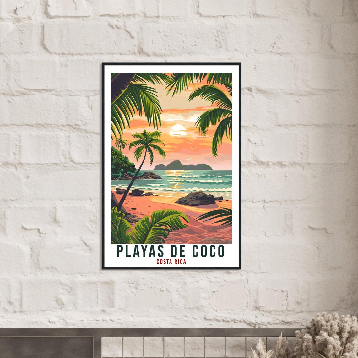 Playas de Coco Costa Rica Beach Sunset Vintage Travel Poster Decor - Image 2