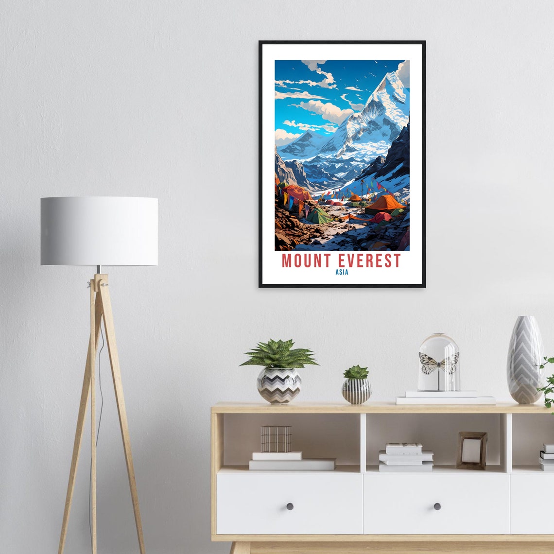 Mount Everest Asia Base Camp Tents Prayer Flags Peak Travel Poster - Image 2