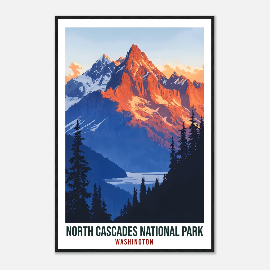 North Cascades National Park Washington Usa Travel Print Wall Art Wall Hanging Dcor North Cascades Gift Travel Art Us Artwork Travel Poster - Image 4