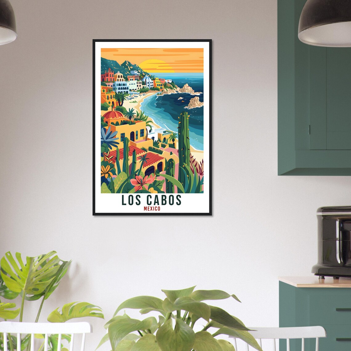 Los Cabos Mexico Baja Coastal Town Colorful Streets Sunset Cactus Poster - Image 3