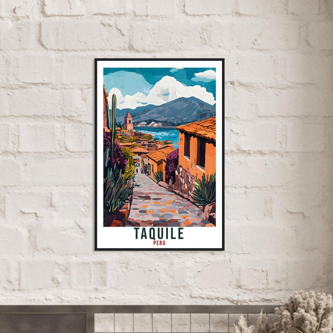 Taquile Peru Cobblestone Street Lake Titicaca Vintage Travel Poster Art - Image 2