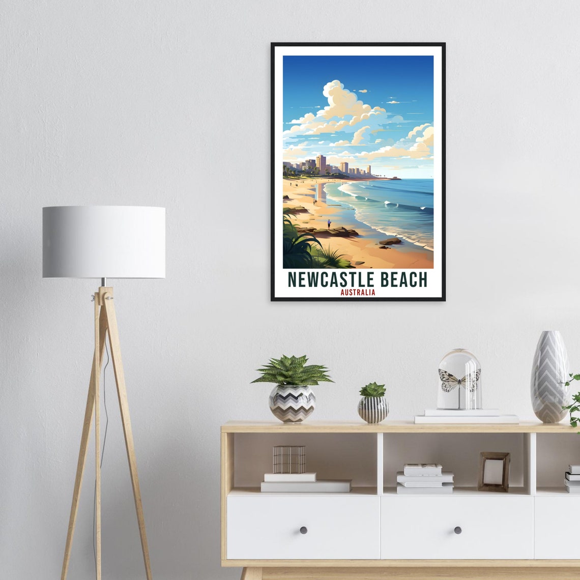 Newcastle Beach Australia Surf Coast Ocean Waves Travel Poster - Image 2