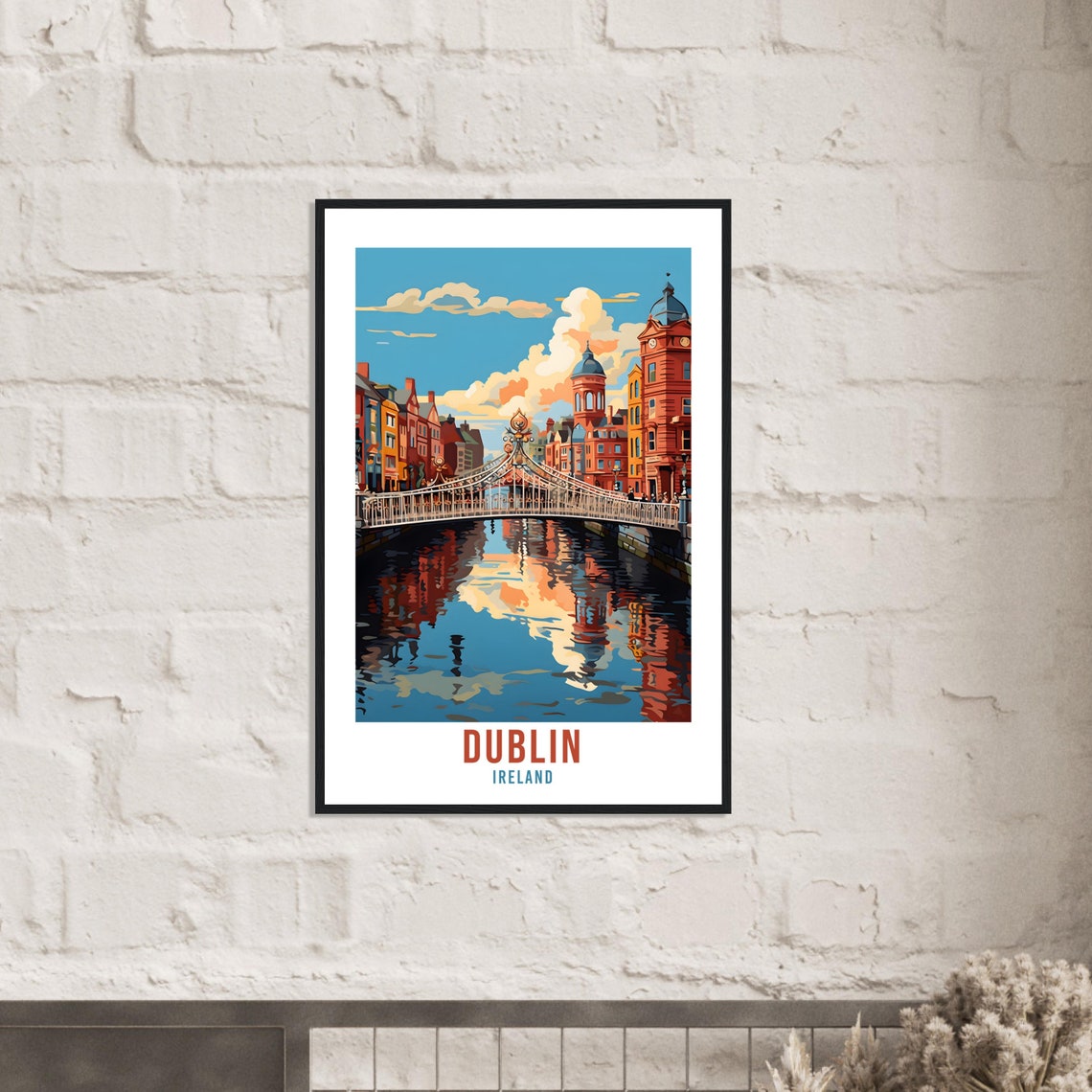 Dublin Ireland Ha'penny Bridge River Liffey Retro Travel Poster - Image 2