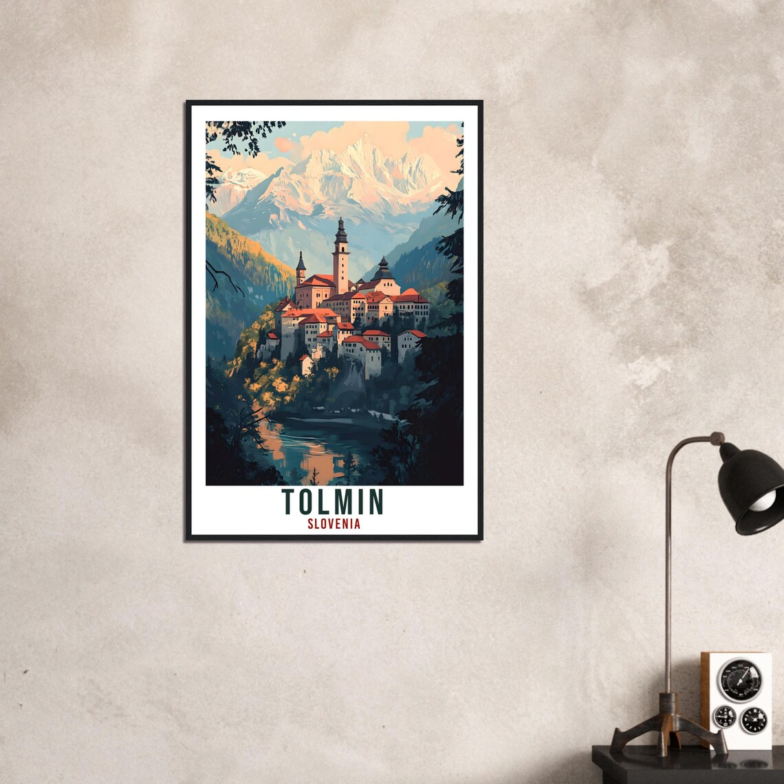 Tolmin Slovenia Alpine Mountain River Town Vintage Travel Poster - Image 3