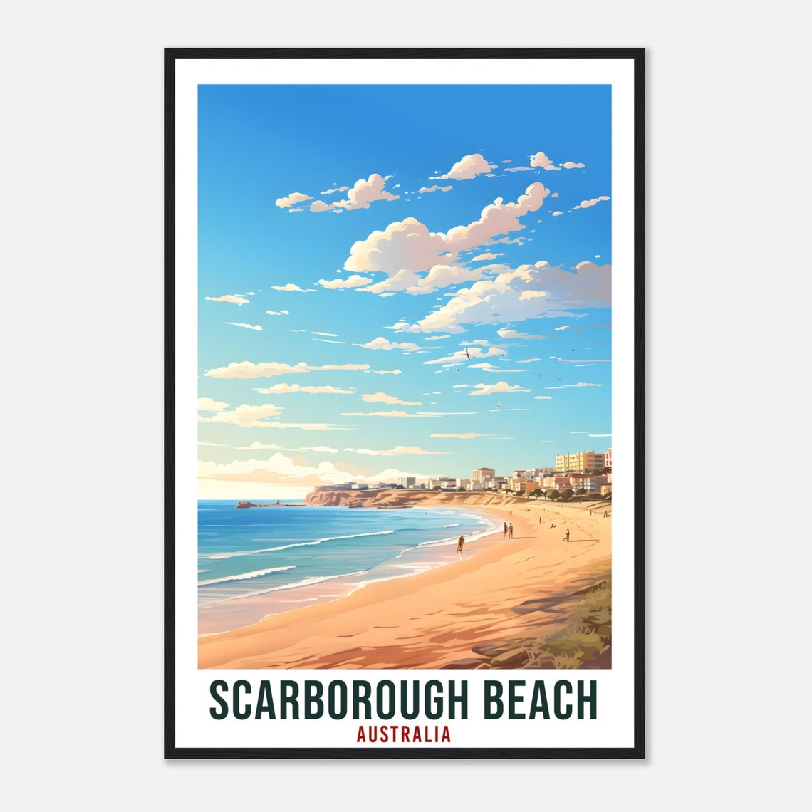 Scarborough Beach Australia Seaside Illustration Travel Poster - Image 4