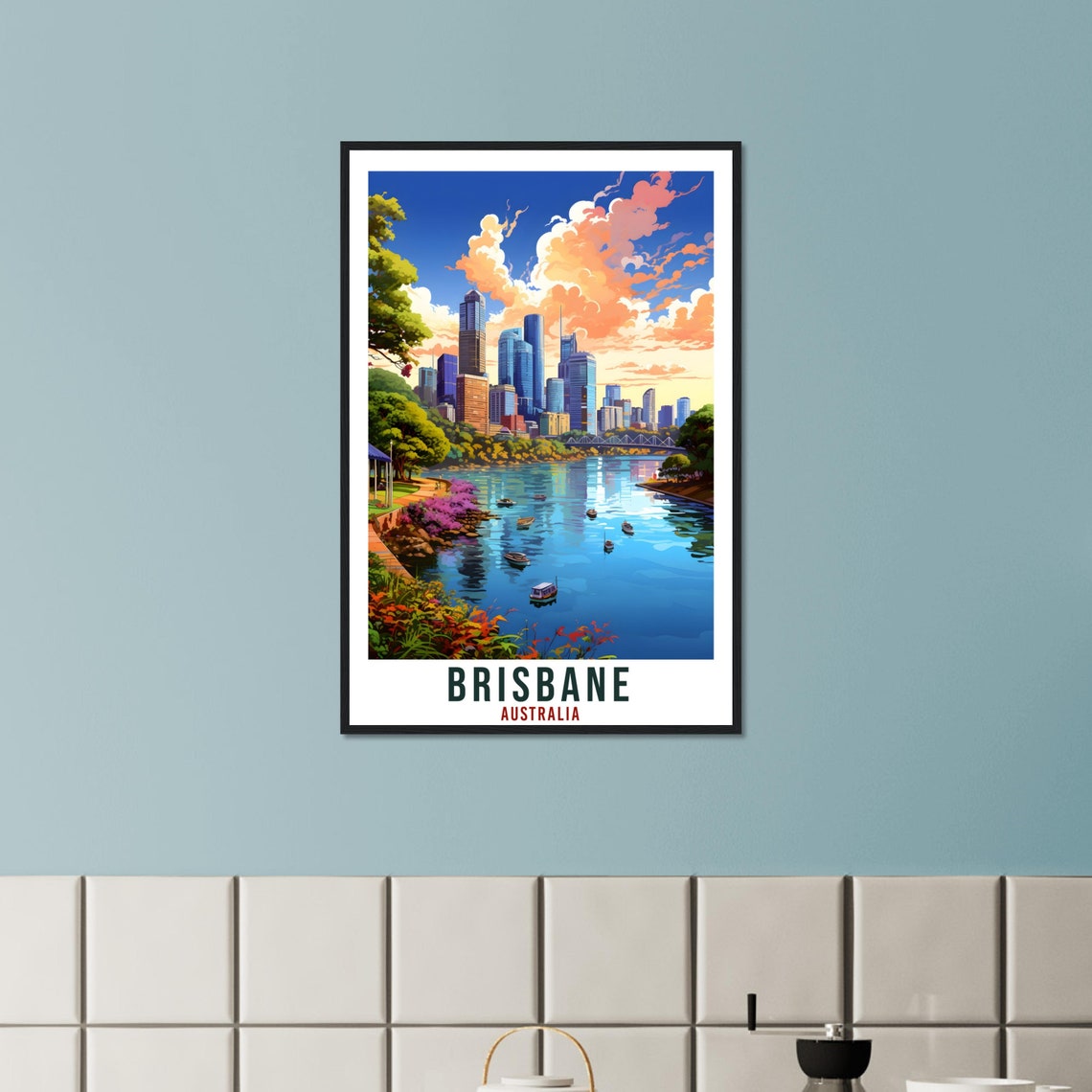 Brisbane Australia River Skyline Vintage Travel Sunset City Poster - Image 3