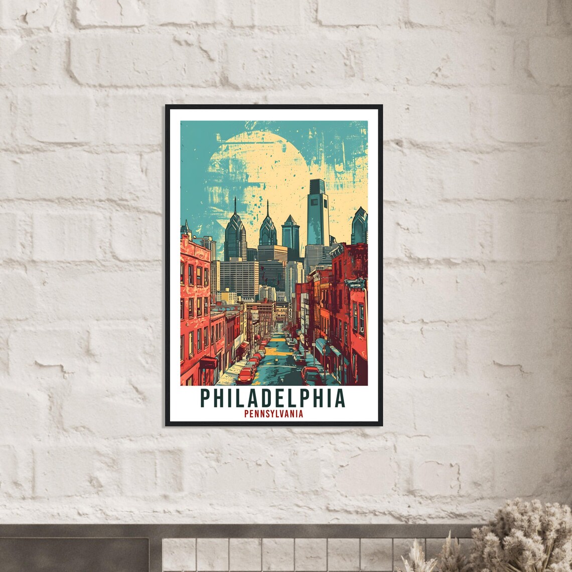 Philadelphia Pennsylvania Vintage City Skyline Travel Poster - Image 4