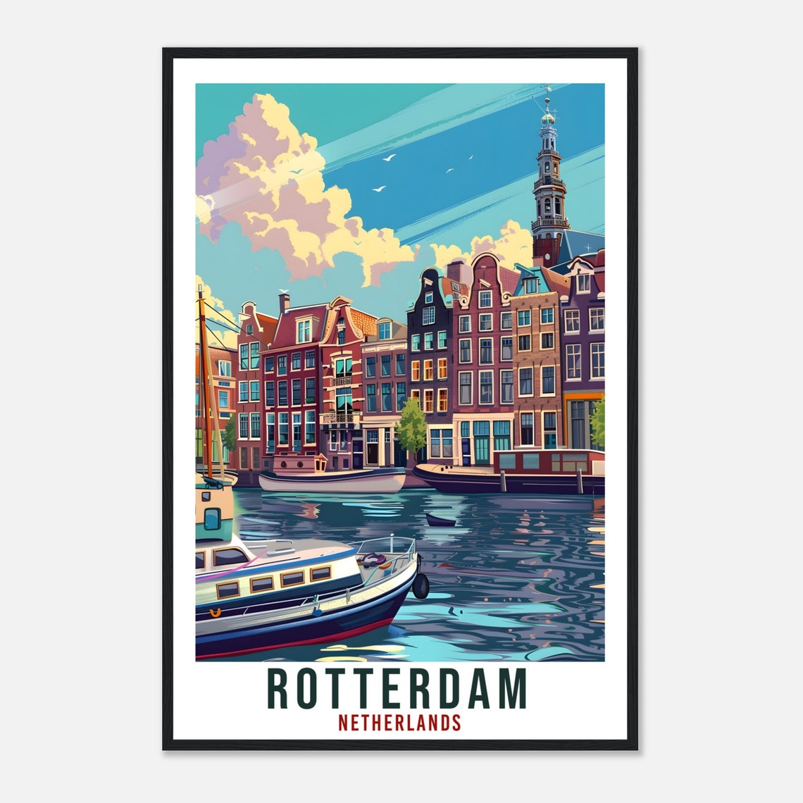 Rotterdam Netherlands Historic Waterfront Boats Vintage Travel Poster - Image 4