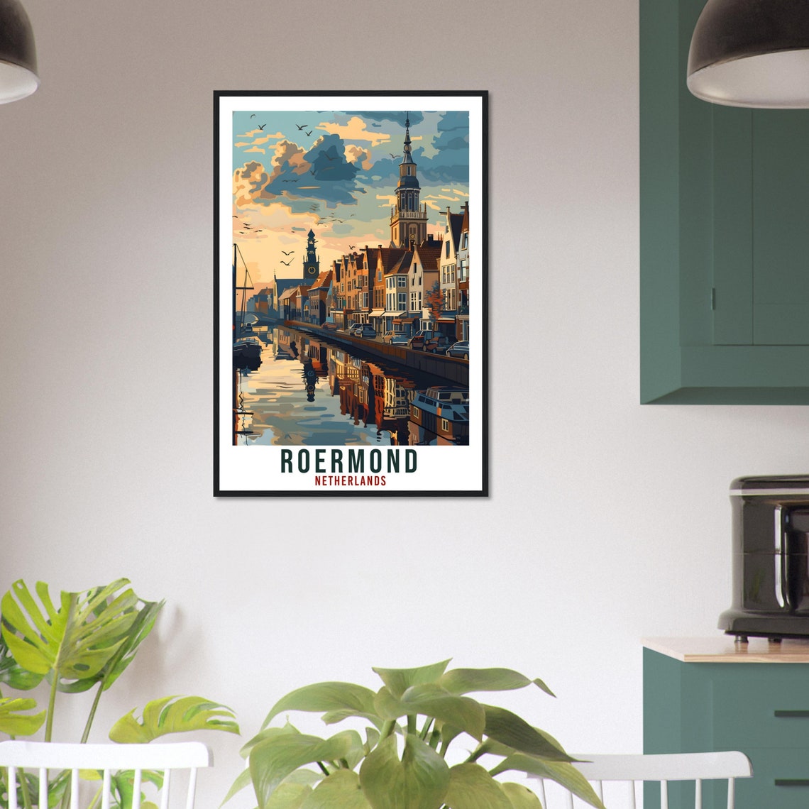 Roermond Netherlands Canal Sunset Vintage Travel Poster Holland Art - Image 3