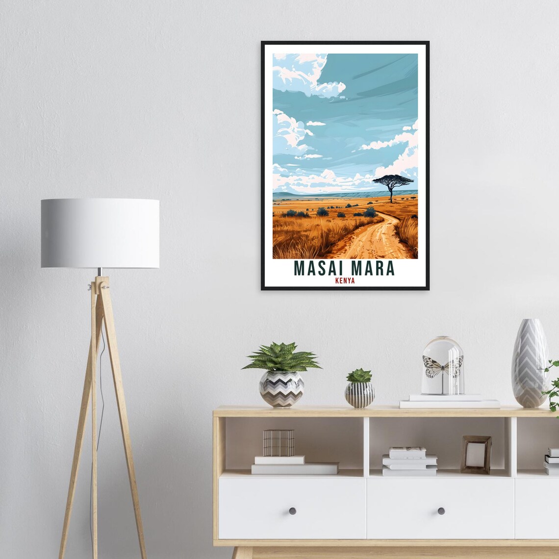 Masai Mara Kenya Golden Savanna Dirt Road Acacia Safari Poster - Image 3