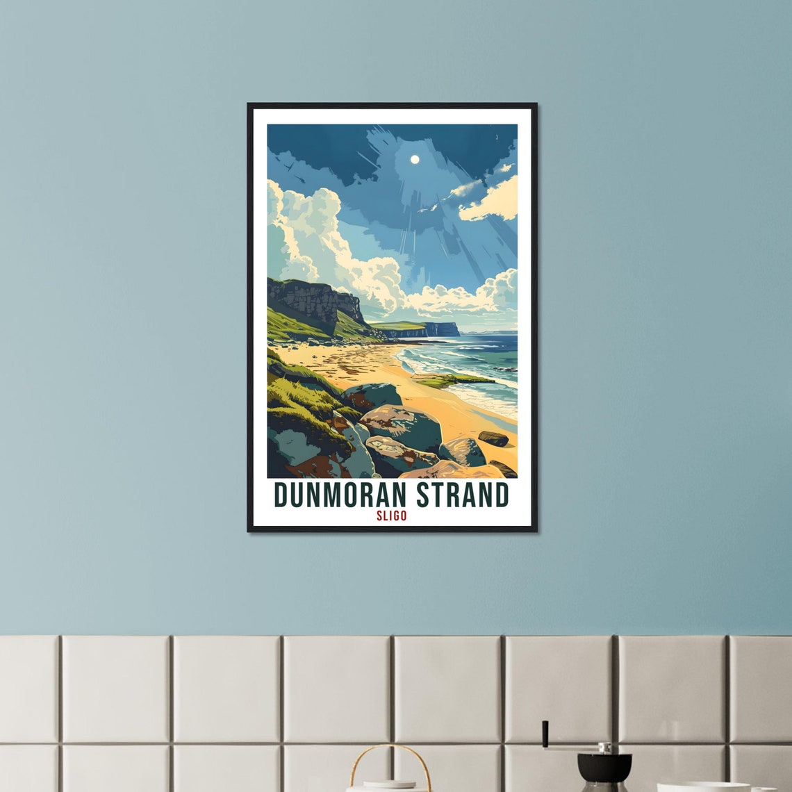 Dunmoran Strand Golden Beach Sea Cliffs Sligo Ireland Scenic Poster - Image 3